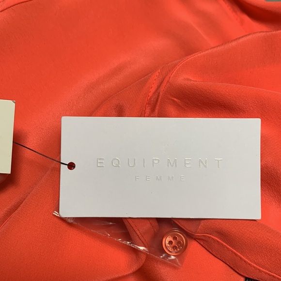NWT Equipment Signature-style 100% Silk Neon Orange button up blouse - Picture 3 of 4